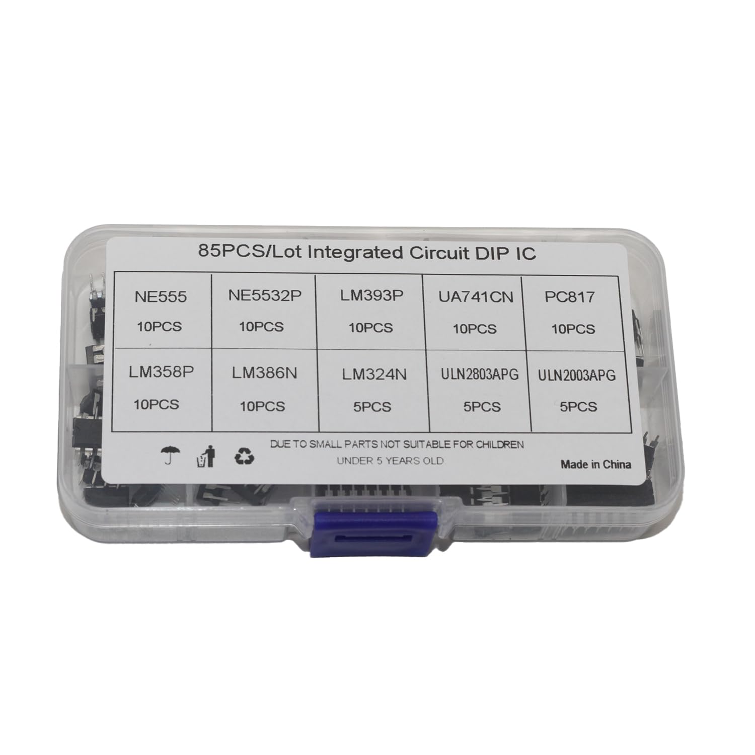 LeHang 85x 10 Typ IC Chips Sortiment für integrierte Schaltungen NE555 LM324 LM393 UA741 ULN2803 LM358 LM386 NE5532 ULN2003 PC817