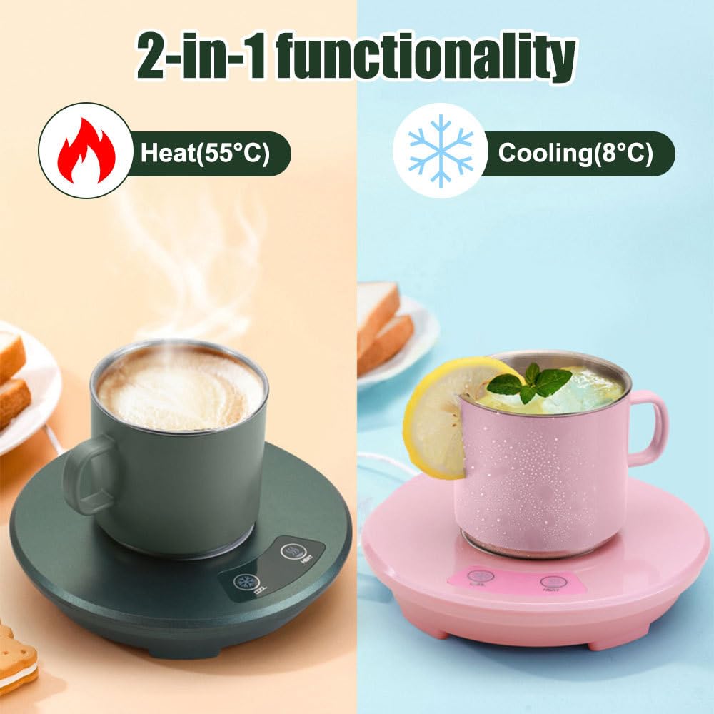 Scalda Tazza da Caffè, Scaldatazze Elettrico 2 in 1, Scalda Bevande Riscaldamento e Raffreddamento per Tè, Latte, Cioccolata, Ufficio, Casa
