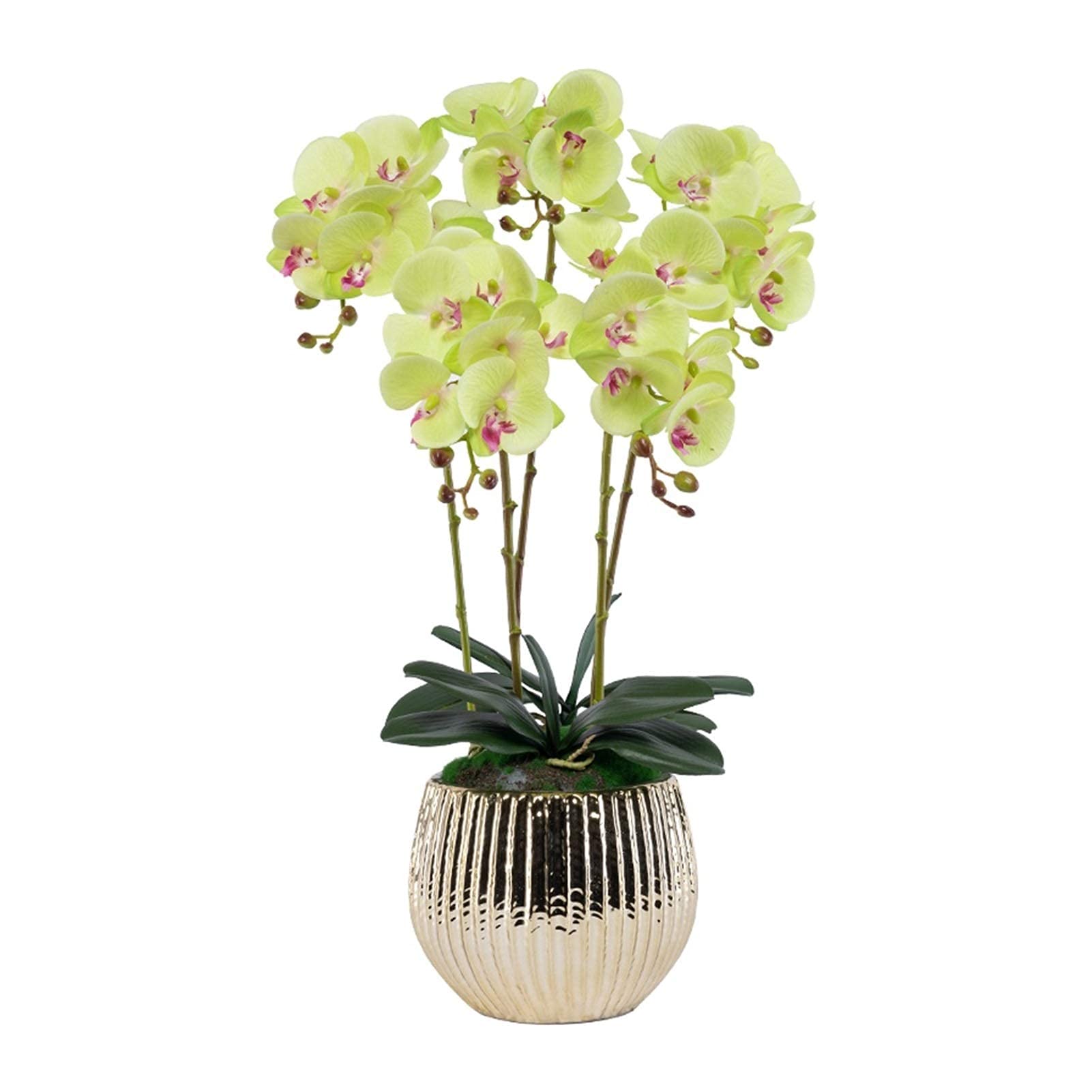 XDLEDMKIZ Artificial Flower Set, Artificial Flowers With Vase Phalaenopsis Orchid Fake Flower In Vase Centerpieces For Dining Room Table, Living Room Arrangements Decorat
