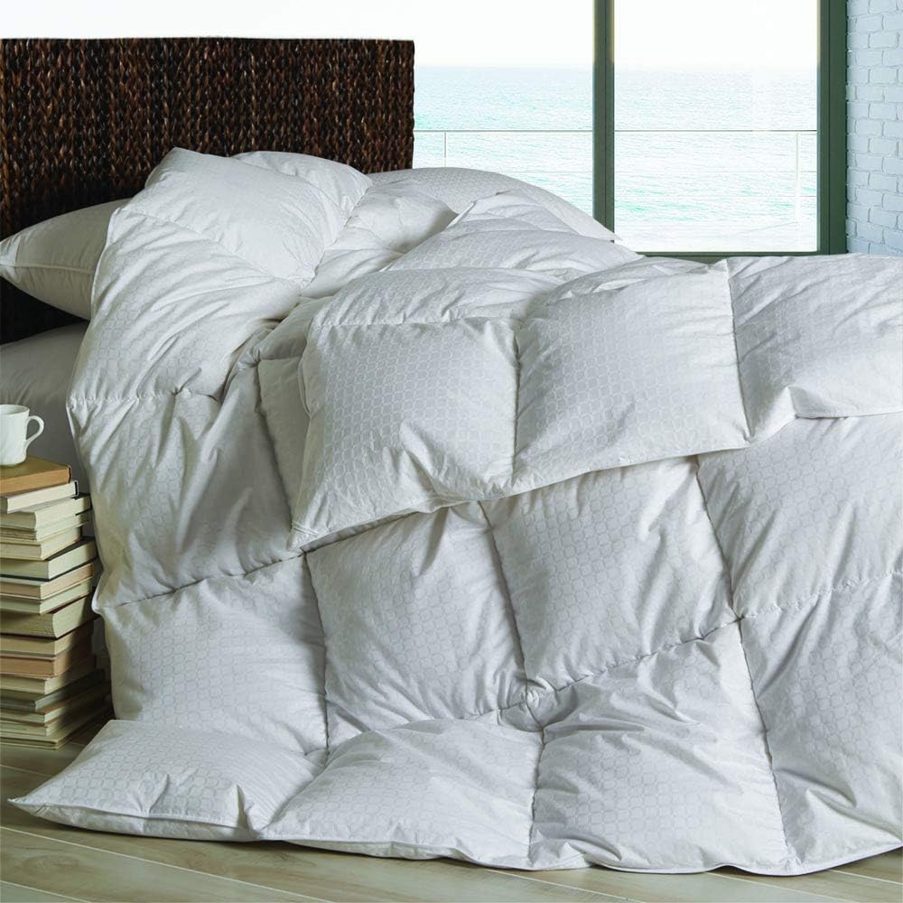 Cuddledown Modern 700FP Goose Down Warm Hypoallergenic Duvet Comforter, Twin, Windowpane