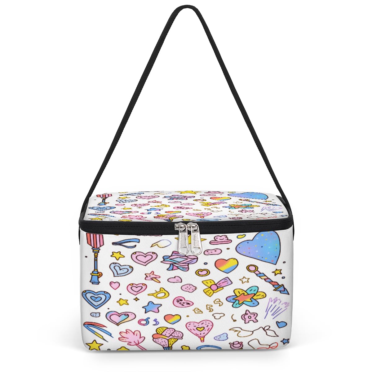 GzLeyigou Summer Element Lunch Bags for Women Men 9 Cans, Hot & Cold Food Delivery Bag Insulated Grocery Bag Insulated Lunch Box Cartoon Cooler Bag for Office Work Picnic Beach