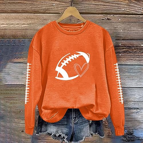 Football Sweatshirt For Women FootBall Heart Graphic Print Casual Long Sleeve Crewneck Tops 2025 Fall Winter Pullover3