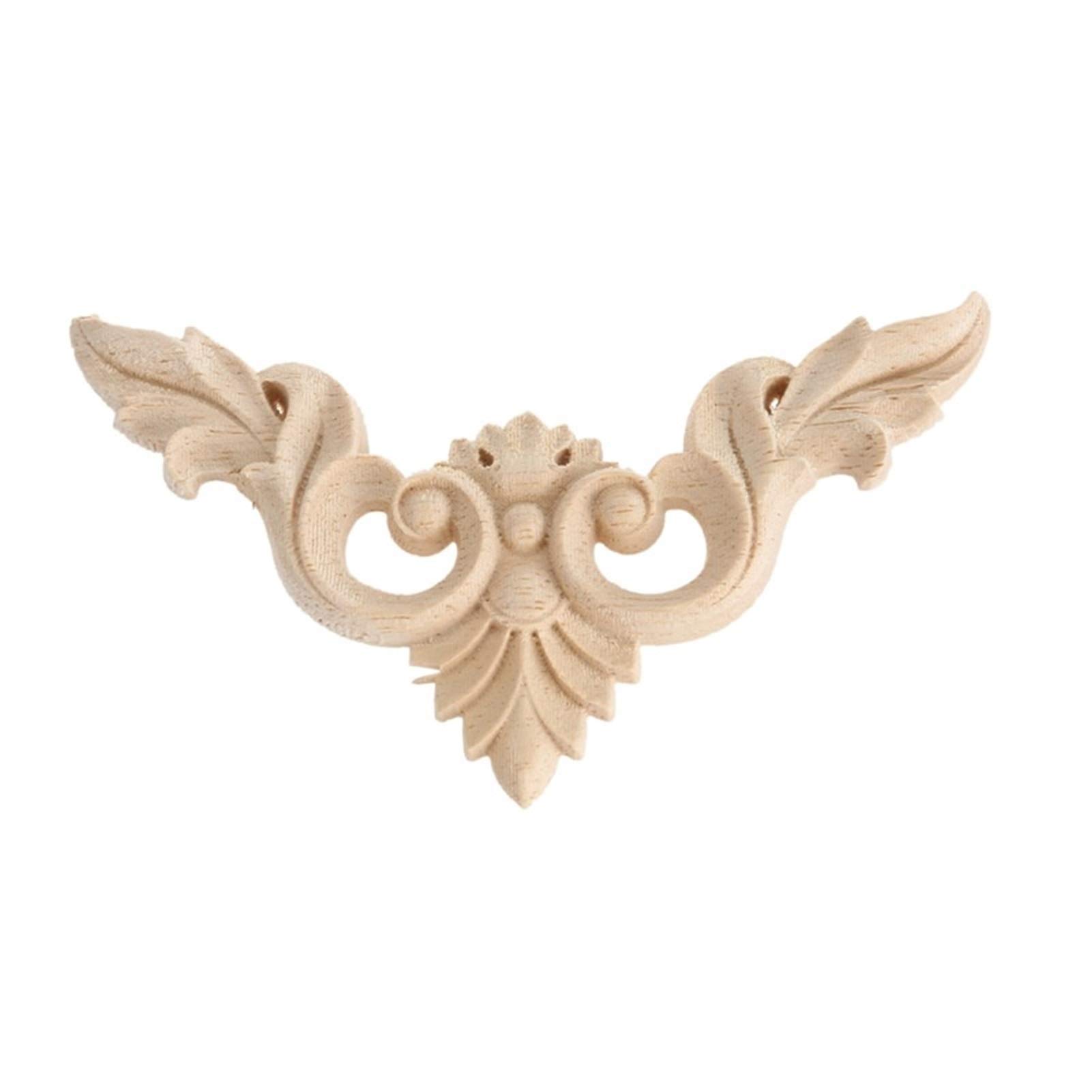 Applique in legno intagliato, 4 pezzi, applique in legno non verniciato