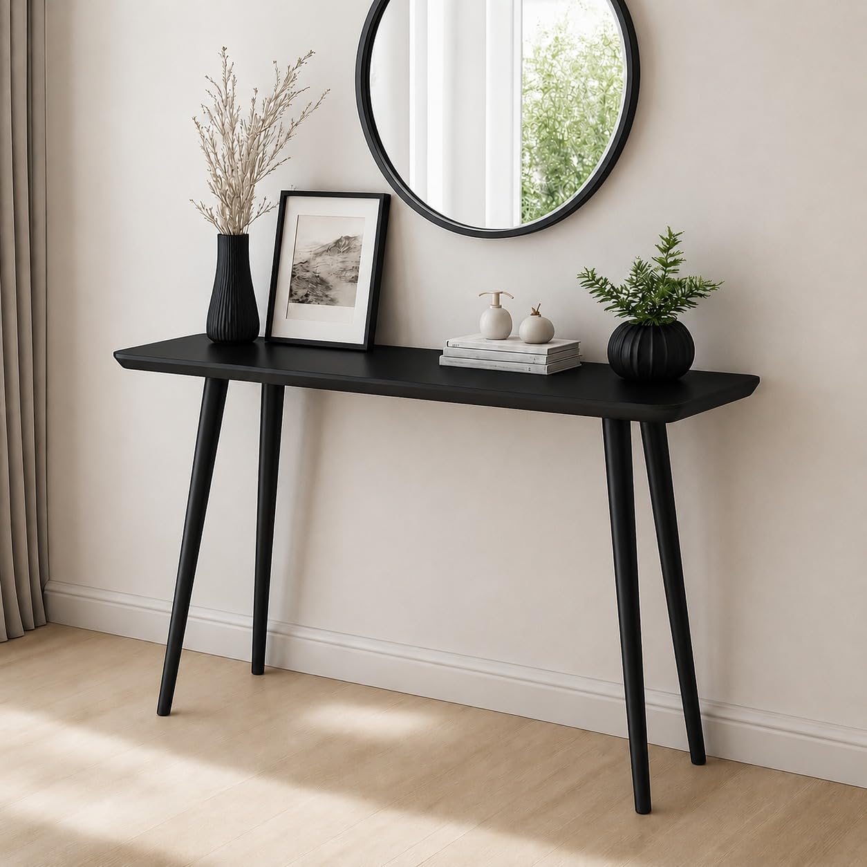 Solid Sheesham Wood Console Table for Living Room | Modern Accent Table with Storage Shelf | Entryway Hall Table | Antique Finish | Multipurpose Sofa Side-image-32