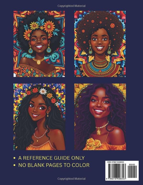 JUANA Finished Coloring Guide: Mandala Portraits of Beautiful Women: Volume 3: African Ladies: Book 2: 100 Colored Designs for Reference image 3