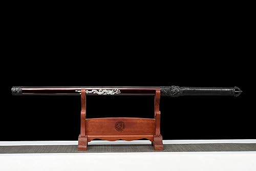 Miniatura 2 de JIHPENsword, espada shikomizue japonesa hecha a mano, hoja negra de espiga completa con vaina, 41 pulgadas