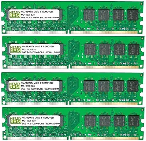 NEMIX RAM Kit de memoria de escritorio sin búfer UDIMM de 32 GB (4 x 8 GB) DDR3 1333MHZ PC3-10600 2Rx8 1.5V 240-PIN no ECC UDIMM