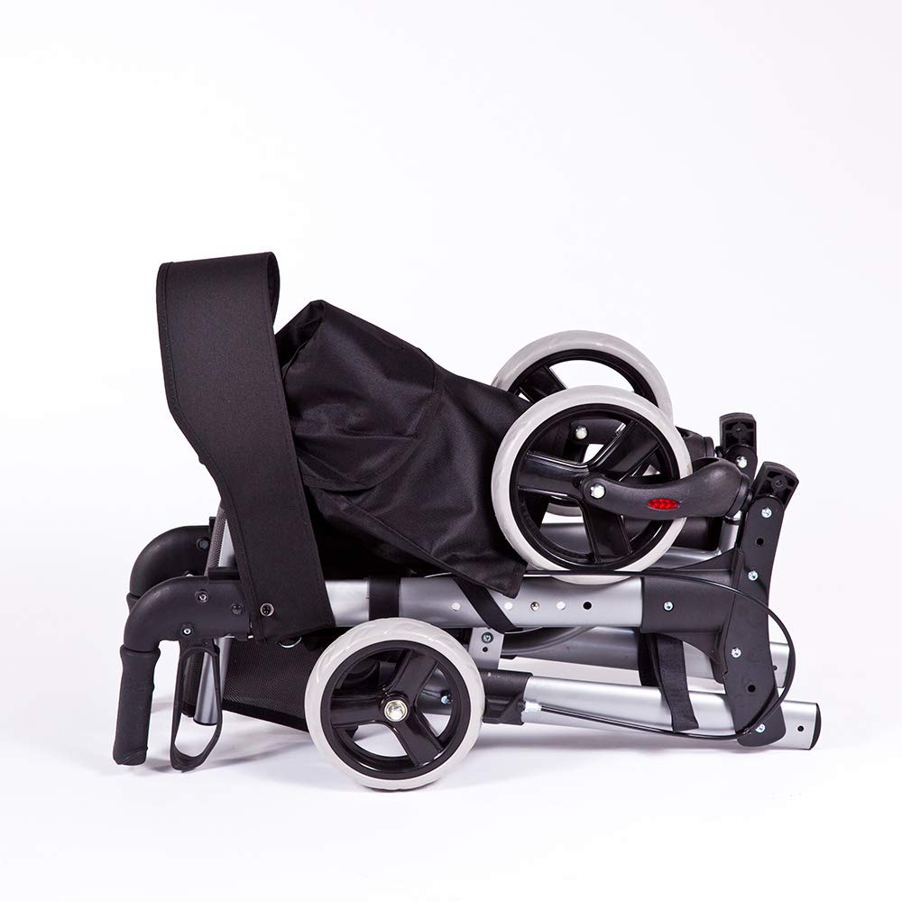Rollator de aluminio plegable Deluxe - Andador para personas mayores con 4 ruedas, asiento y frenos