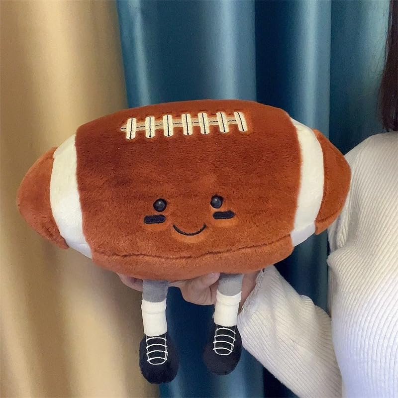 Lindos juguetes de peluche de fútbol de 12 pulgadas, almohada deportiva de peluche suave, regalo para cumpleaños de niños y decoración de Navidad (rugby) 3