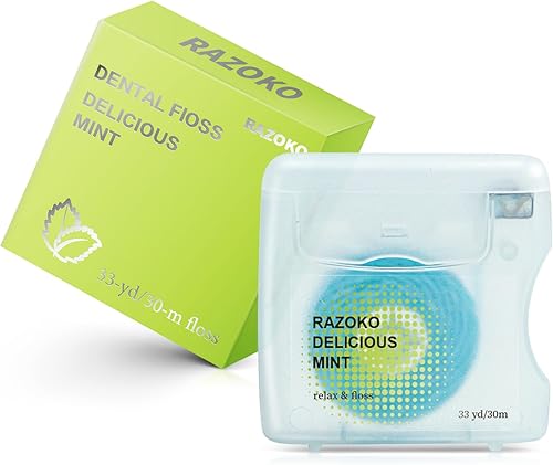 Hilo dental tejido con infusión de aceite de coco, vegano y libre de crueldad, suministro de 2 meses de menta (33 yardas x 1 unidad)