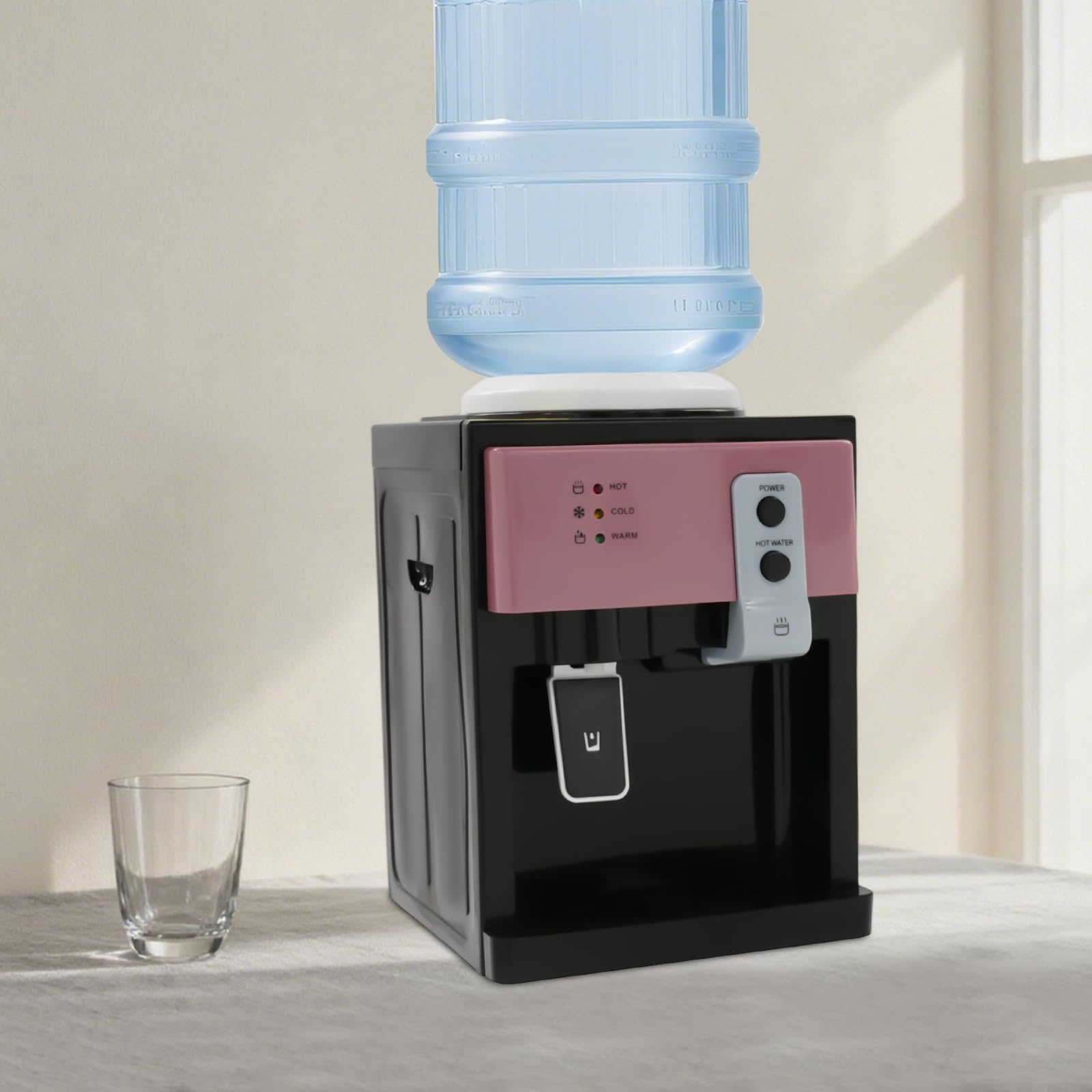 Distributore di acqua da tavolo con funzione di riscaldamento e raffreddamento, dispenser di acqua compatto da 4,5 l, per ufficio e casa, serbatoio in acciaio inox, raffredda a 8 °C, riscalda a 95 °C