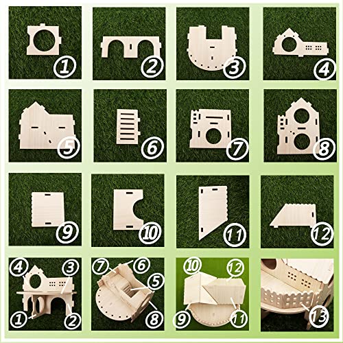 Kcrygogo Hamster Forest Lookout Wood House Fun House Double-Decker Hut For Young Dwarf Gerbil Mouse Mice Rat Small Animals thumb #7