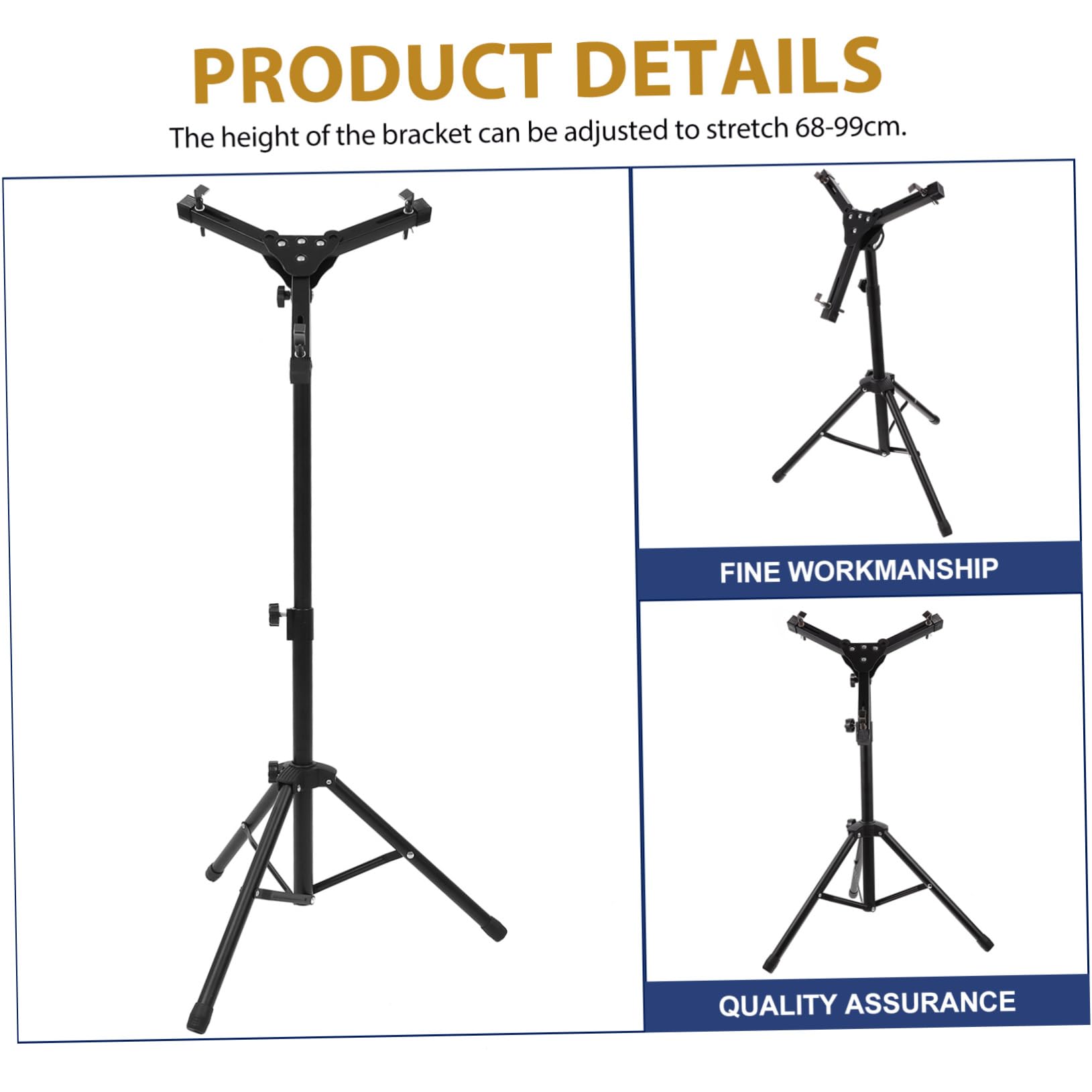 GOOHOCHY 12 Inch Folding Drum Rack Adjustable Drum Pad Stand Black Alloy Dumb Drum Stand Snare Drum Practice Rack