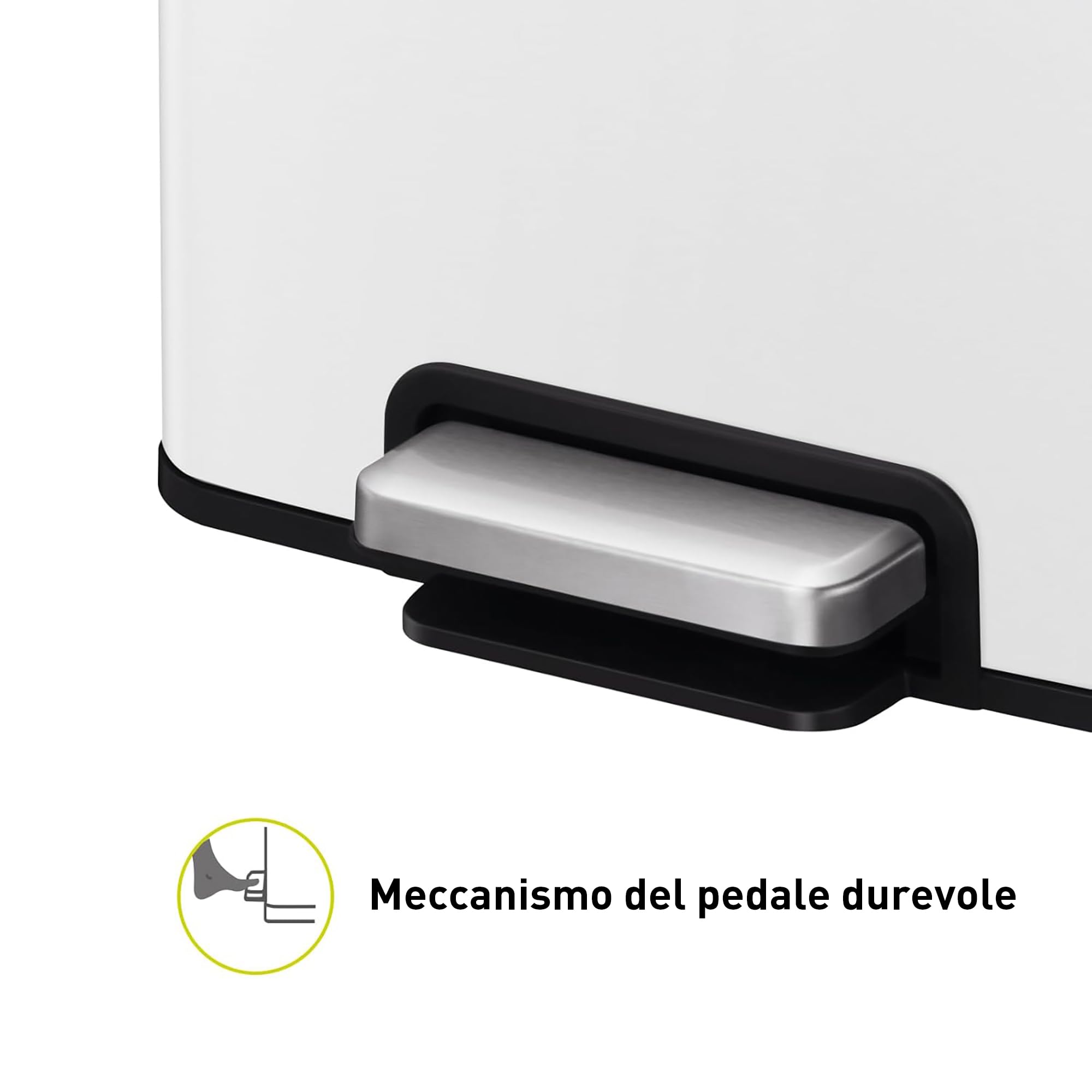 EKO Madison - Pattumiera da Cucina, 50 l, con Pedale e Coperchio a Chiusura Morbida, Colore: Bianco Opaco, in Acciaio Inox Anti-Impronta, Cestino Moderno e Robusto, Grande capacità per Il Riciclaggio