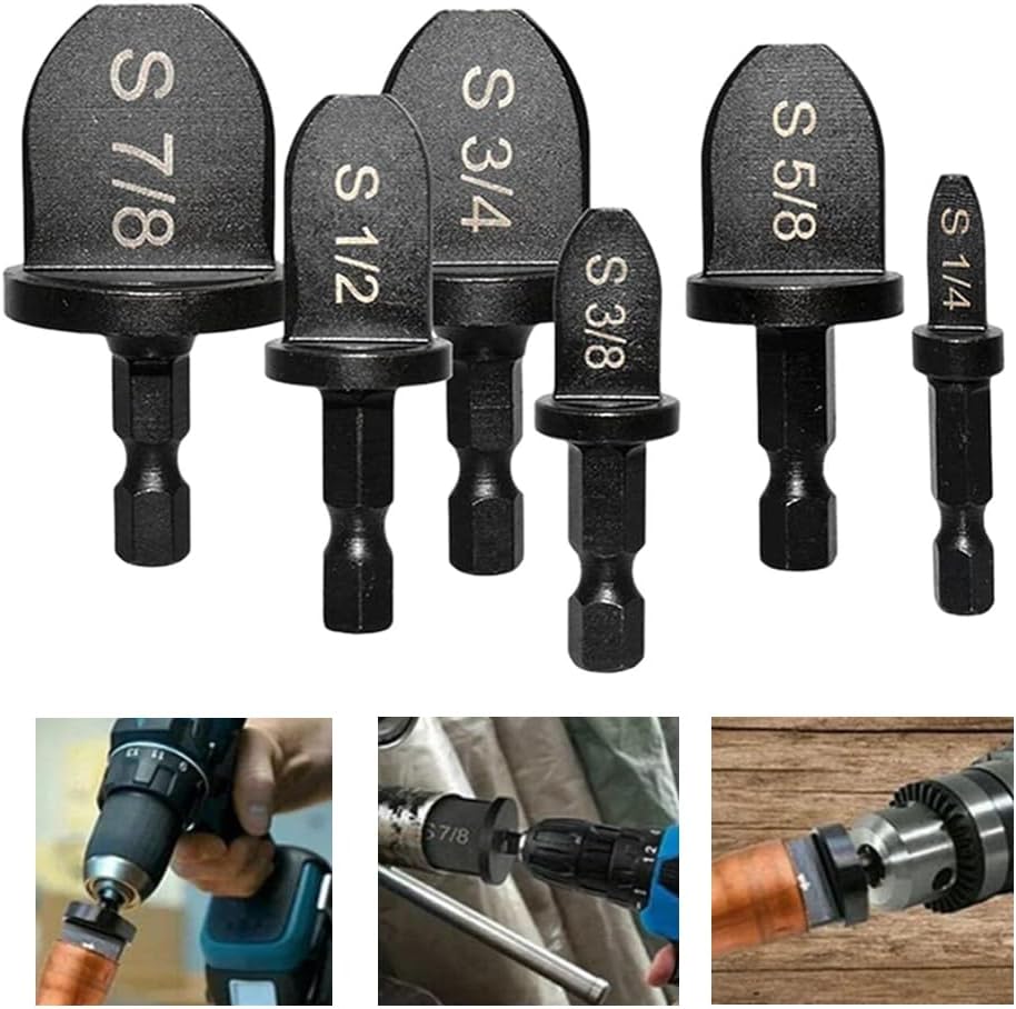 6Pcs HVAC Repairing Set, Boring Drill Bits, Air Conditioner Copper Tube Expander Swaging Tool Manual Copper Pipe Swage, Soft Copper tubing 1/4'', 3/8'',1/2'',5/8'',3/4'',7/8'' Bits Set