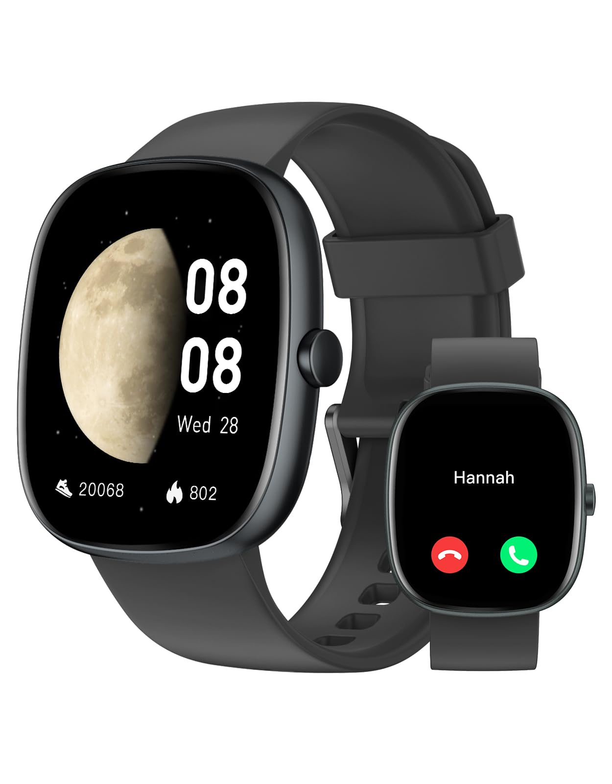 GUIJITUO Orologio Smartwatch Uomo Donna Risponde Chiamate Orologio Sportivo con Contapassi Cardiaco SpO2 Giochi Orologio Fitness per Running Android iOS Compatibile Idee Regalo Uomo Donna Nero