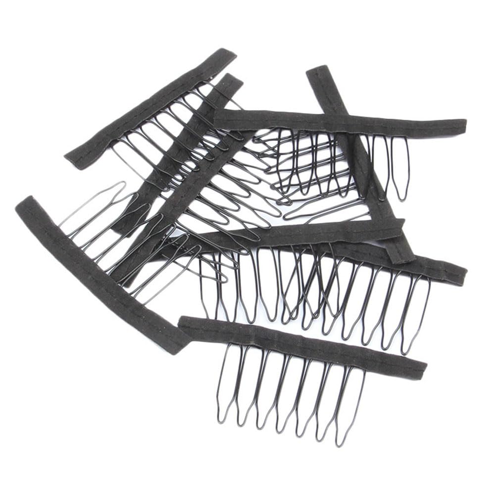30 Wig Accessories: 7-Tooth Combs and Clips for Securing Wigs, Making Caps, and Attaching Hairpieces (Black)