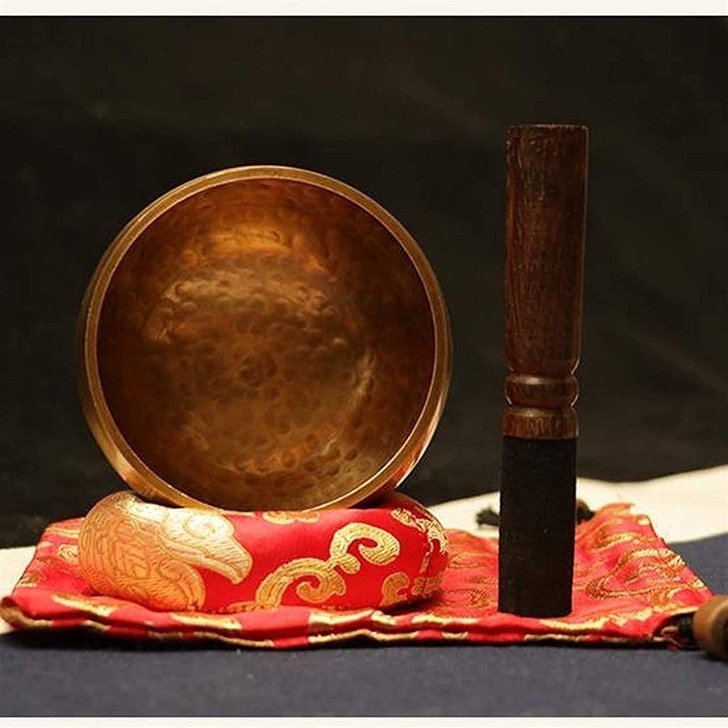 Set di Campane tibetane per Meditazione e Terapia del Suono con mazzuolo e Cuscino, realizzate a Mano in Nepal per Yoga, consapevolezza, guarigione dei Chakra e autoregolazione.