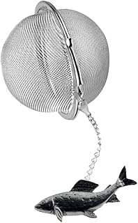 F8 Infuseur à thé en forme de poisson en étain anglais sur feuille de thé en acier inoxydable