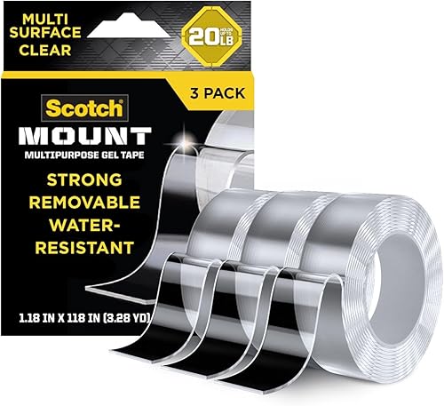Scotch-Mount Multi-Purpose Gel Tape, Double-Sided Tape for Heavy Duty Applications, Removable Mounting Tape, Nano Tape, Water-Resistant Clear Mounting Tape, Holds up to 20 lbs, 1-Pack