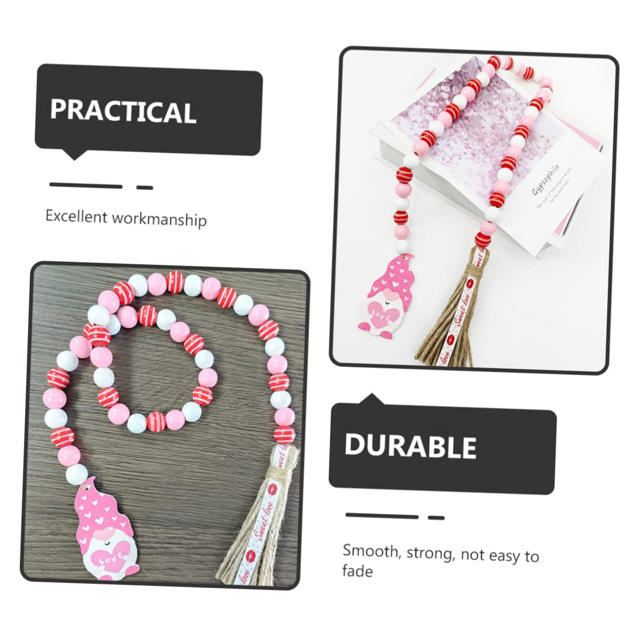 IMIKEYA 5stücke Tassel Bead String Mit Holzperlen Für Valentinstag Romantische Dekoration Für Zuhause Garten Und Rustikaler Für Vielseitig Einsetzbar
