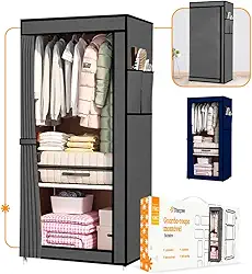 Guarda Roupa Dobrável Armário Organizador Portátil Grande (Cinza - Solteiro)