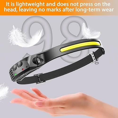 Miniatura 3 de Rechargeable Headlamp, Bright LED Headlamp with 1800mAh Large Capacity, White Light & Waterproof, Adjustable Headlight for Running, Camping, Night