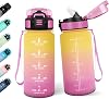 Motswedi Drinking Bottle with Straw 500 ml BPA-Free Leak-Proof Water Bottle Suitable for Carbonated Drinks for Yoga School Outdoors Yellow Pink