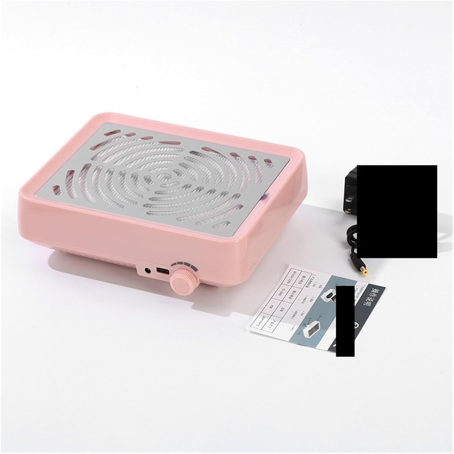 Nail Dust Collector, 3Pcs Nail Dust Collector with Lamp Powerful Nail Vacuum Fan Nail Dust Suct Collector Extractor 40W Dust Colector for Manicure,Manicure Dust Collector(Pink)