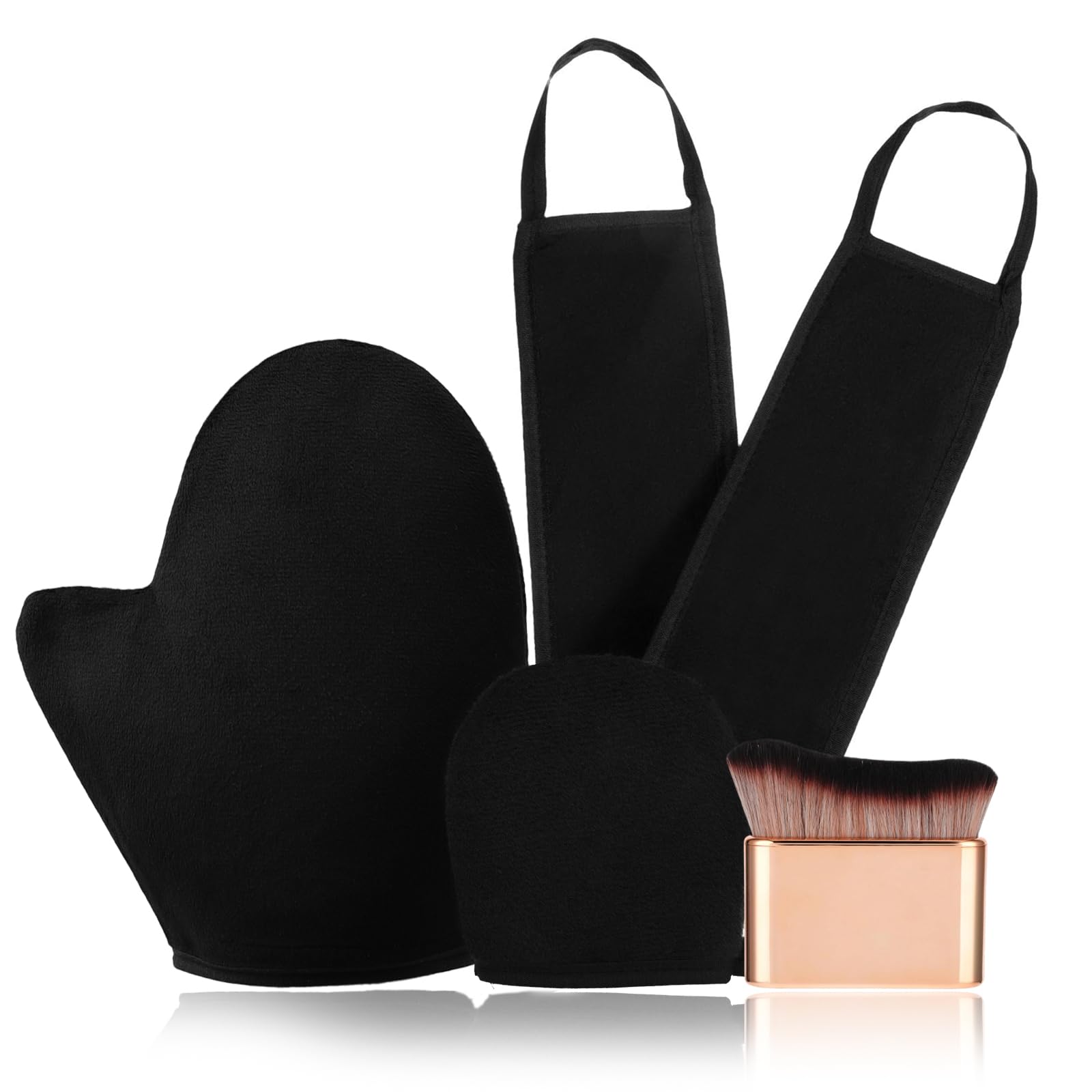 4 Pezzi Kit Guanto Autoabbronzante, Autoabbronzante Guanti Applicatore, Applicatore Abbronzatura Riutilizzabili Lavabili, per Crema Abbronzante, Nero