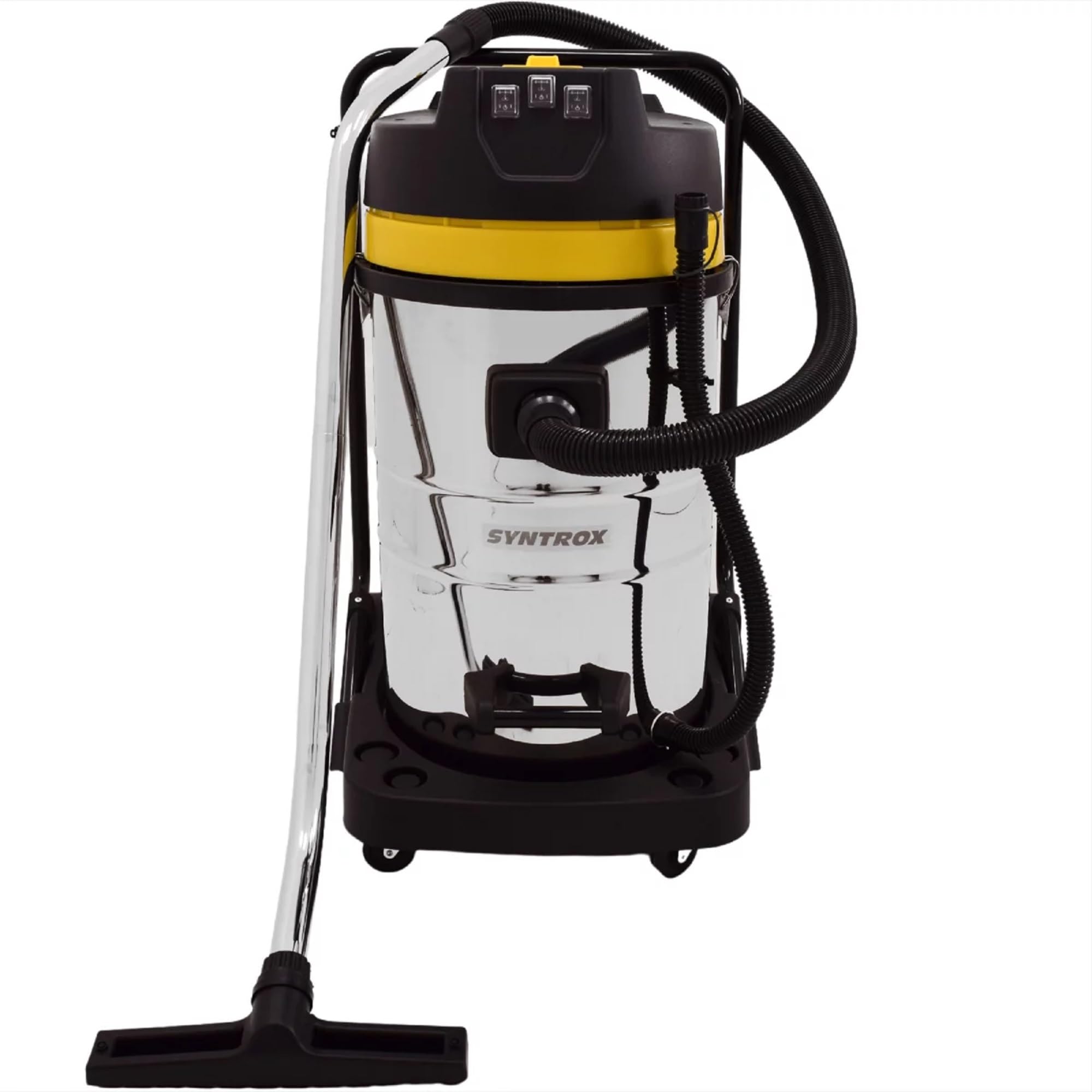 Syntrox Germany Industriesauger Samaka XL Edelstahl, 3 Saugturbinen, Großraumsauger, Leistungsstark, Industrielle Reinigungsmaschine, Edelstahl, einfache Reinigung (80 Liter)