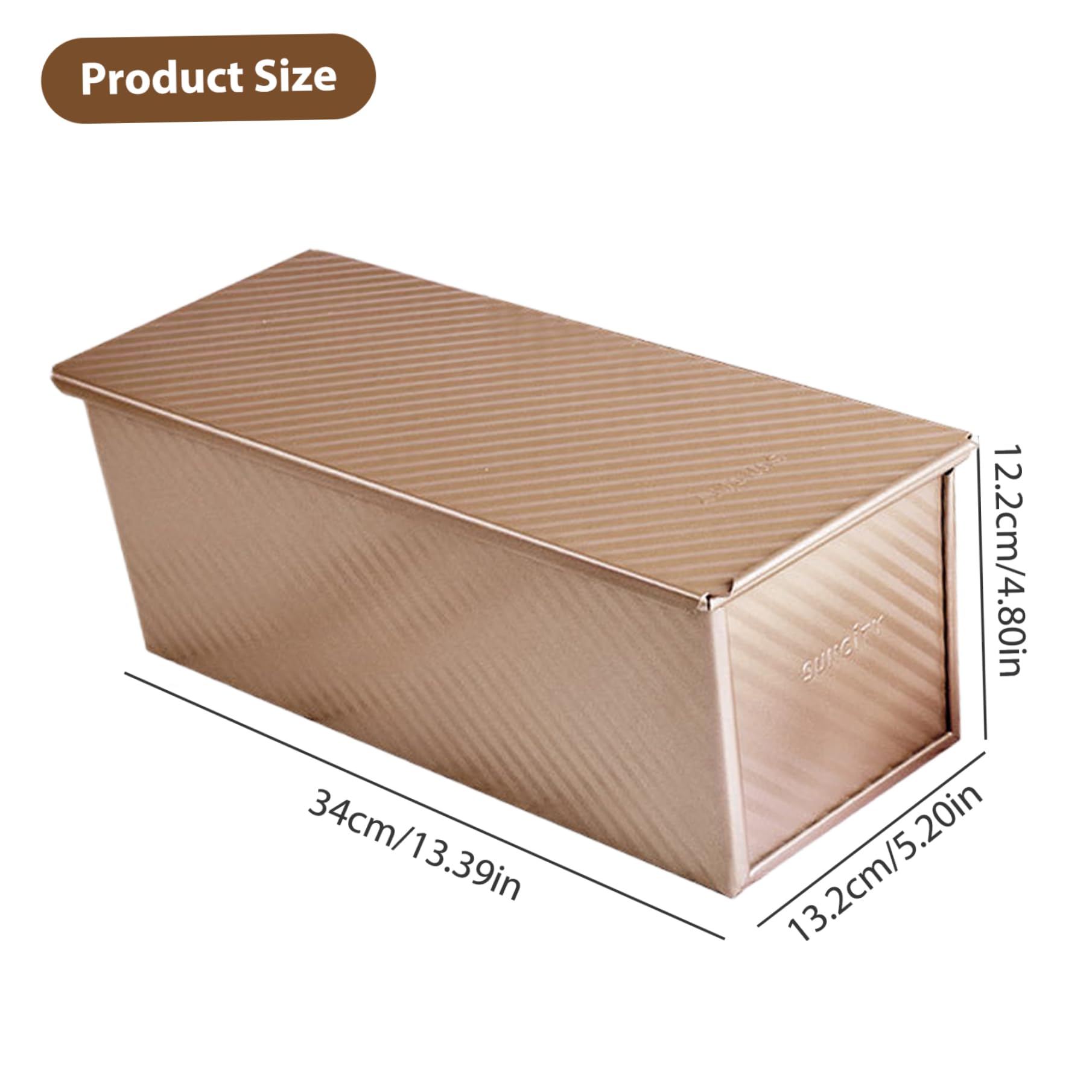 Kastenform mit Deckel, 1, 9 kg Teigkapazität, Brotkastenform, 34, 9 x 13, 2 cm, Brotbacken, antihaftbeschichtet, rechteckig, gewellt, Toaster, Backgeschirr für Sandwich, L