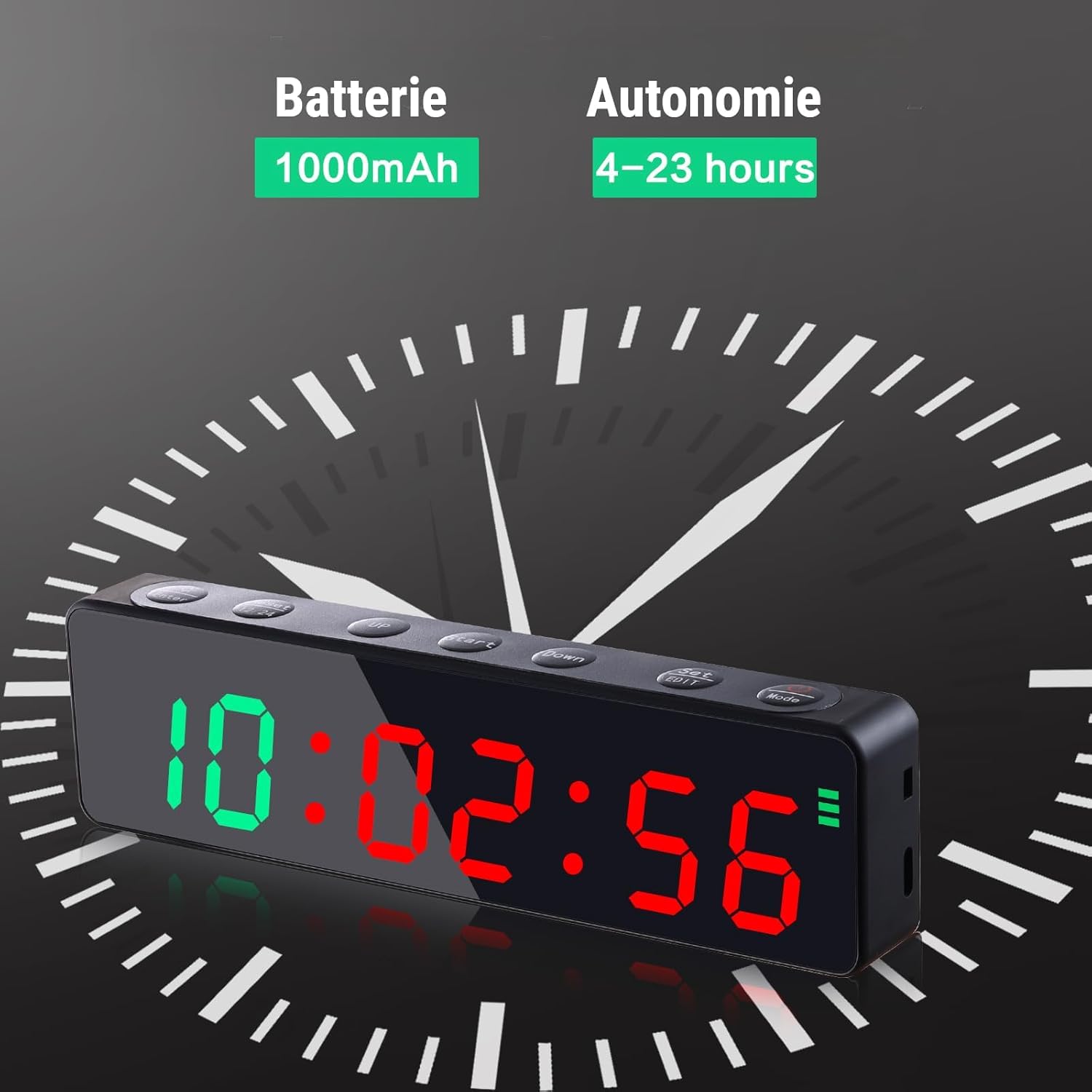 Mini Timer Sport Portable Minuteur D'intervalle pour Fitness Chronomètre Count Up Compte à Rebours