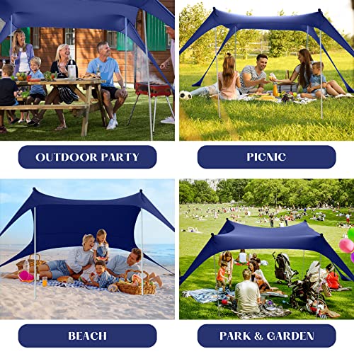 Beach Canopy Tent Sun Shade, Rlairn Portable Beach Sun Shelter Uv Protection Beach Shade Easy Setup With Poles For Beach, Camping, Backyard, Picnics (Dark Blue 11X11Ft) #TOP5