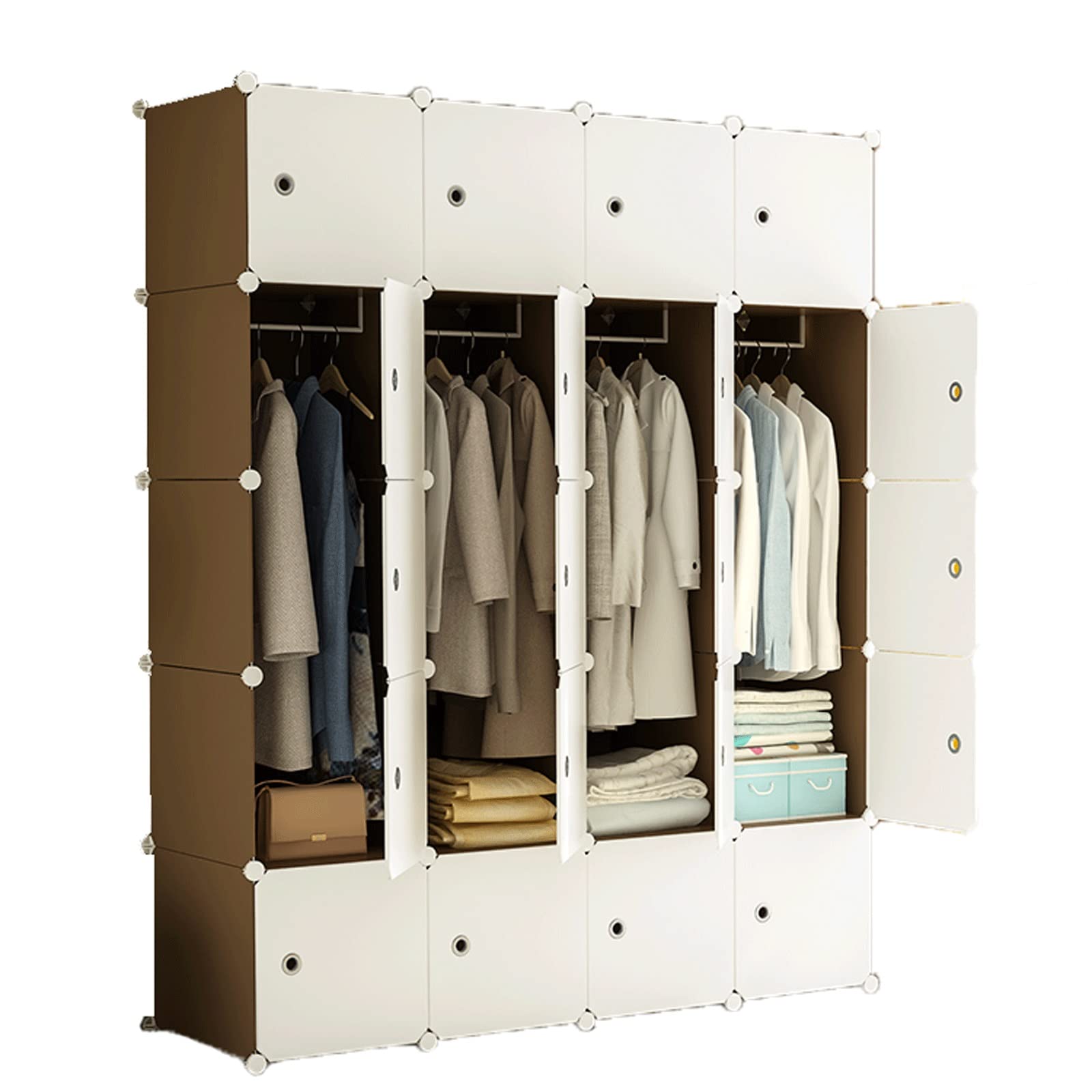 Kleiderschrank, Stoffschrank Garderobe Faltschrank Tragbare Garderobe Modularer Schrank Kombination Kleiderschrank Faltbare Schrank Schlafzimmer Kleidung Schuhe Spielzeug Lagerschrank Ideale Aufbewahr