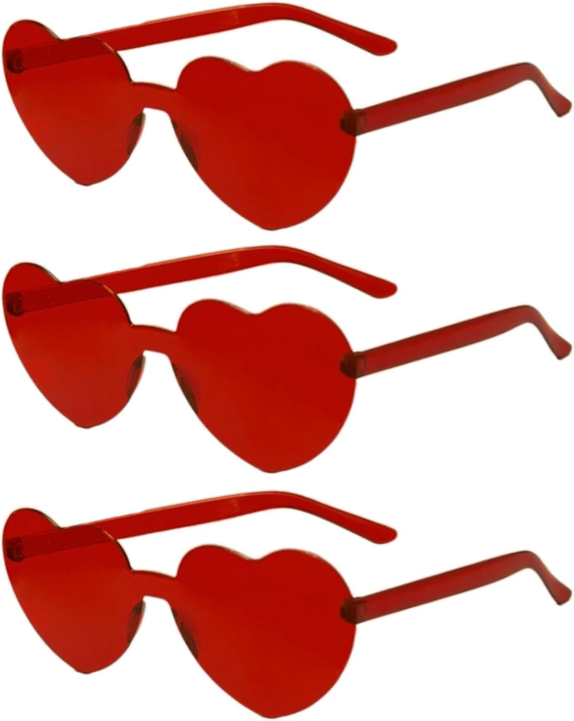 3 Pack Heart Shaped Sunglasses Ladies FashionRimless SunglassesVintage Love Heart Sunglasses for Pink Eyewear Shopping BeachOutdoor Party
