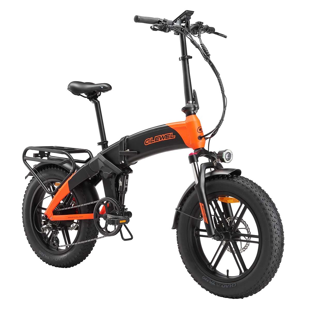 GLEWEL ELITE Bici Elettrica Fat Tire Pieghevole for Uomo, Doppia Sospensione ad Aria, Motore 60 Nm, Shimano 8 Velocità, Autonomia 75+ km, Freni Idraulici, Luci LED con Frecce e Stop