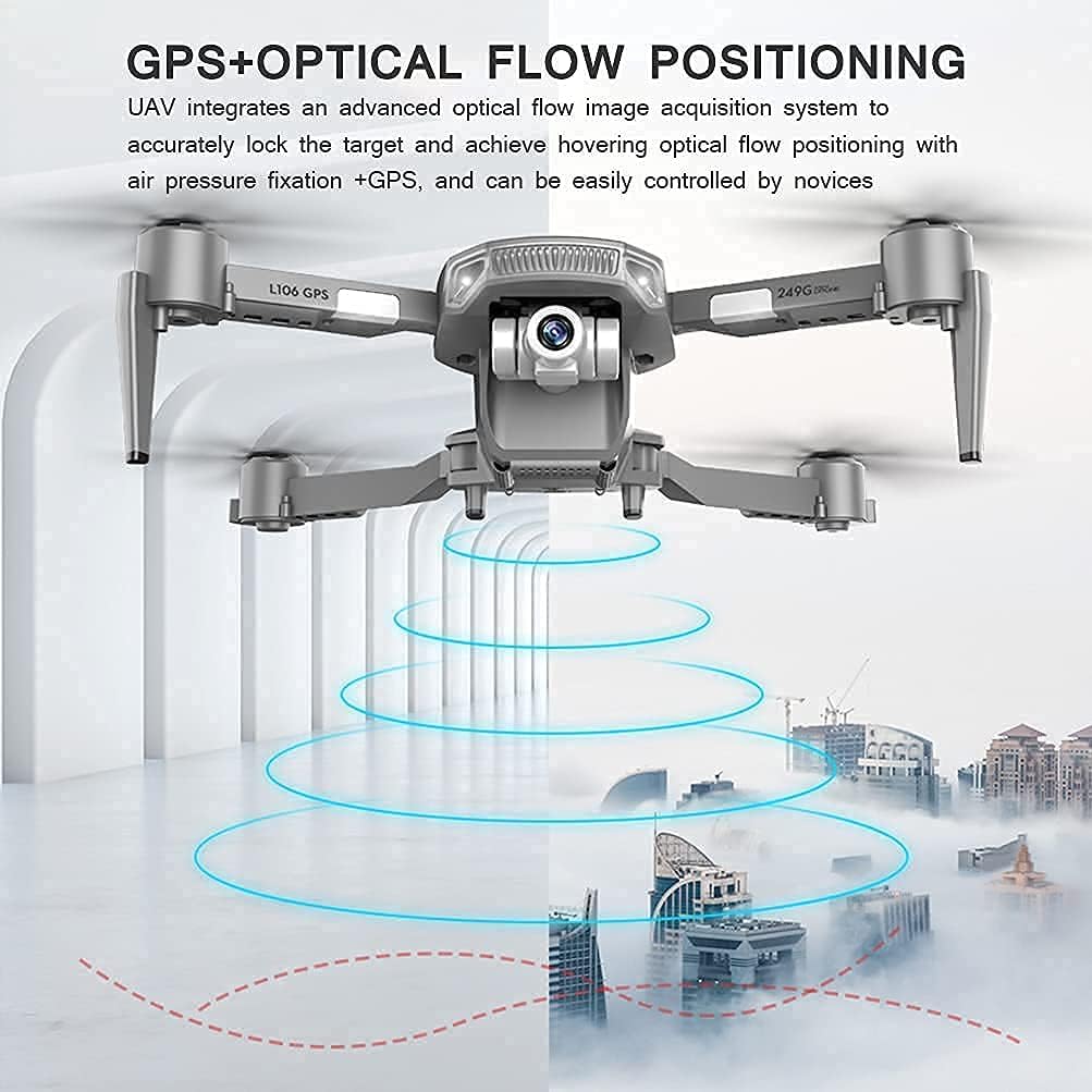 Drone with Camera for Adults 4K HD Quadcopter with 2 Axis Mechanical Gimbal Drones 90deg ESC Camera RC Quadcopter with Helicopter GPS Satellite Positioning 1200m Flight Distance
