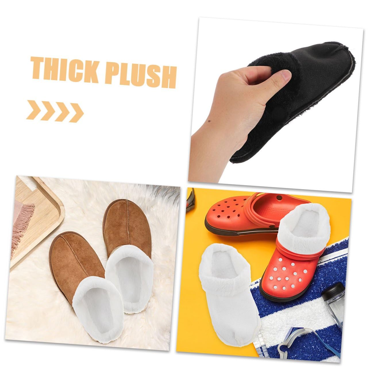 10 Pares Forros de Lana para Zuecos Invierno Plantillas Desmontables y Lavables de Felpa Inserciones Acogedoras para Zapatillas de Casa Hombre y Mujer Aislamiento Térmico y