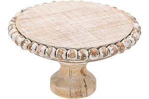 NIKKY HOME 6" Farmhouse Footed Wood Cake Stand