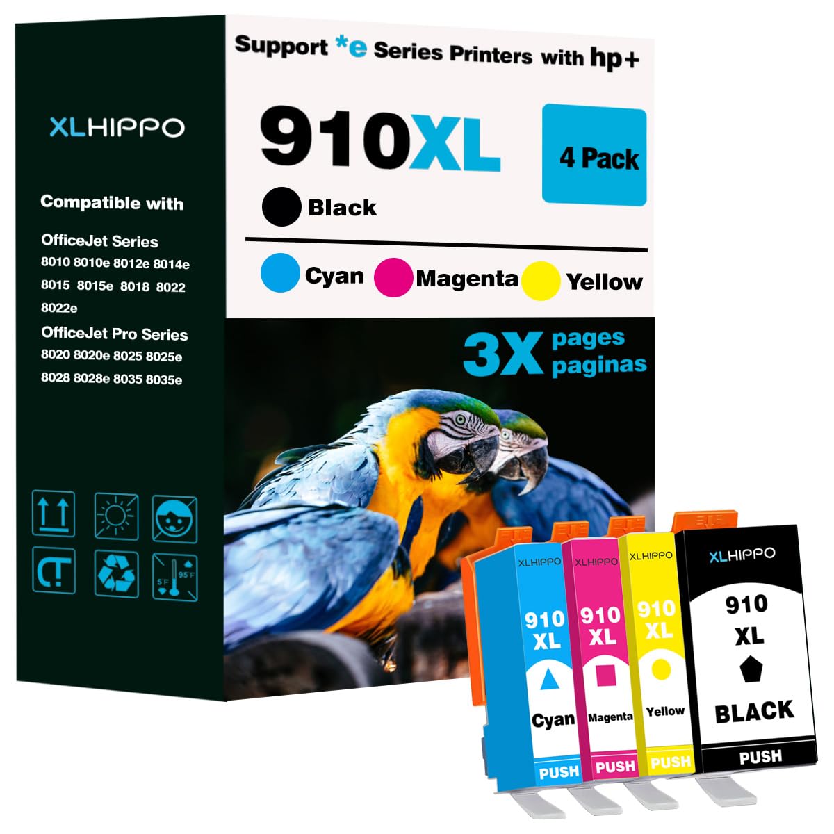 910XL Ink Cartridges for HP Printers 8015e 8025e 8010 8020 Series Replacement for HP Ink 910 XL Work with Office Jet 8022e OfficeJet Pro 8028e 8035e