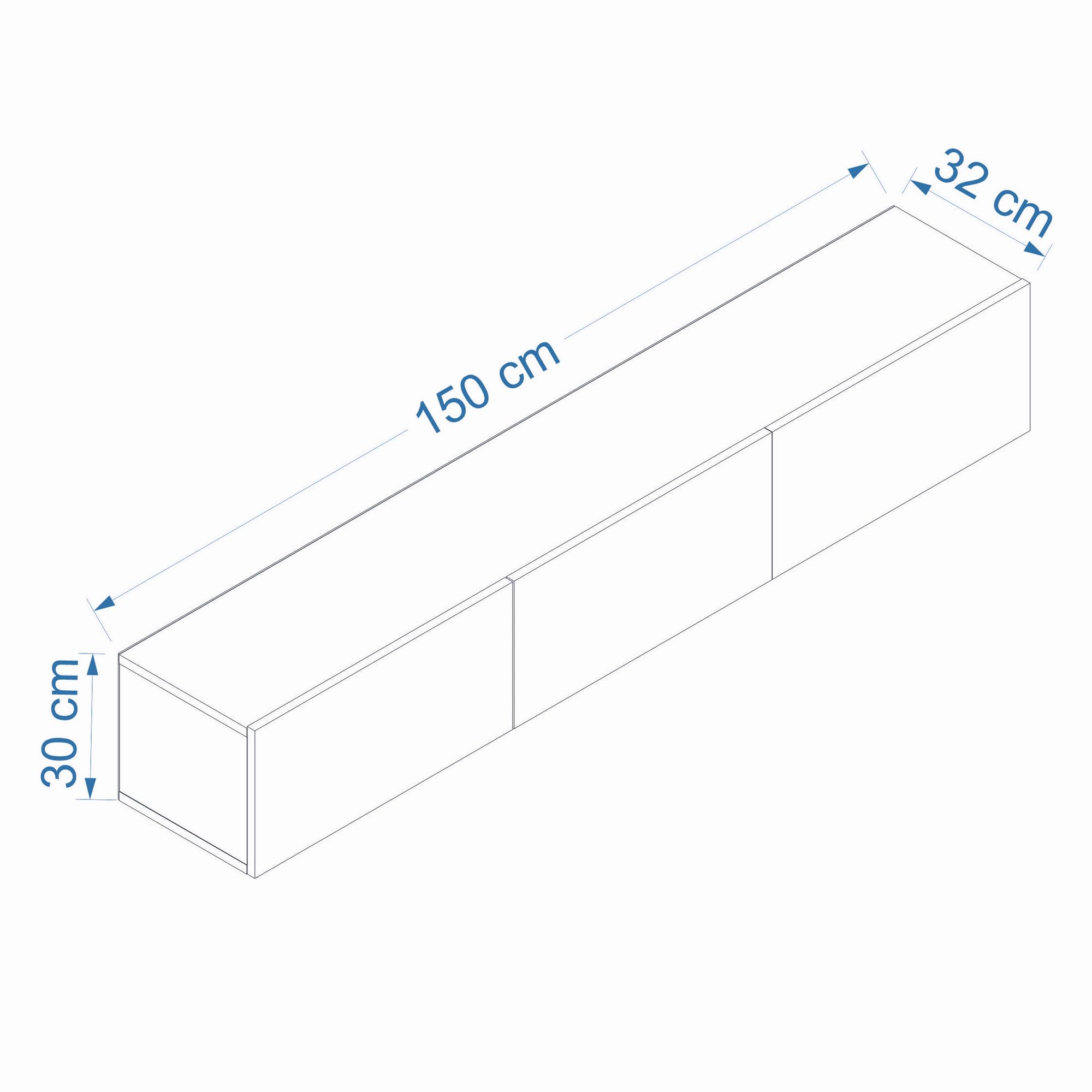 Hanah Home Elegante supporto per TV, 150 cm x 30 cm x 32 cm, 100% melamina rivestito in melamina, design moderno per spazi viventi e intrattenimento