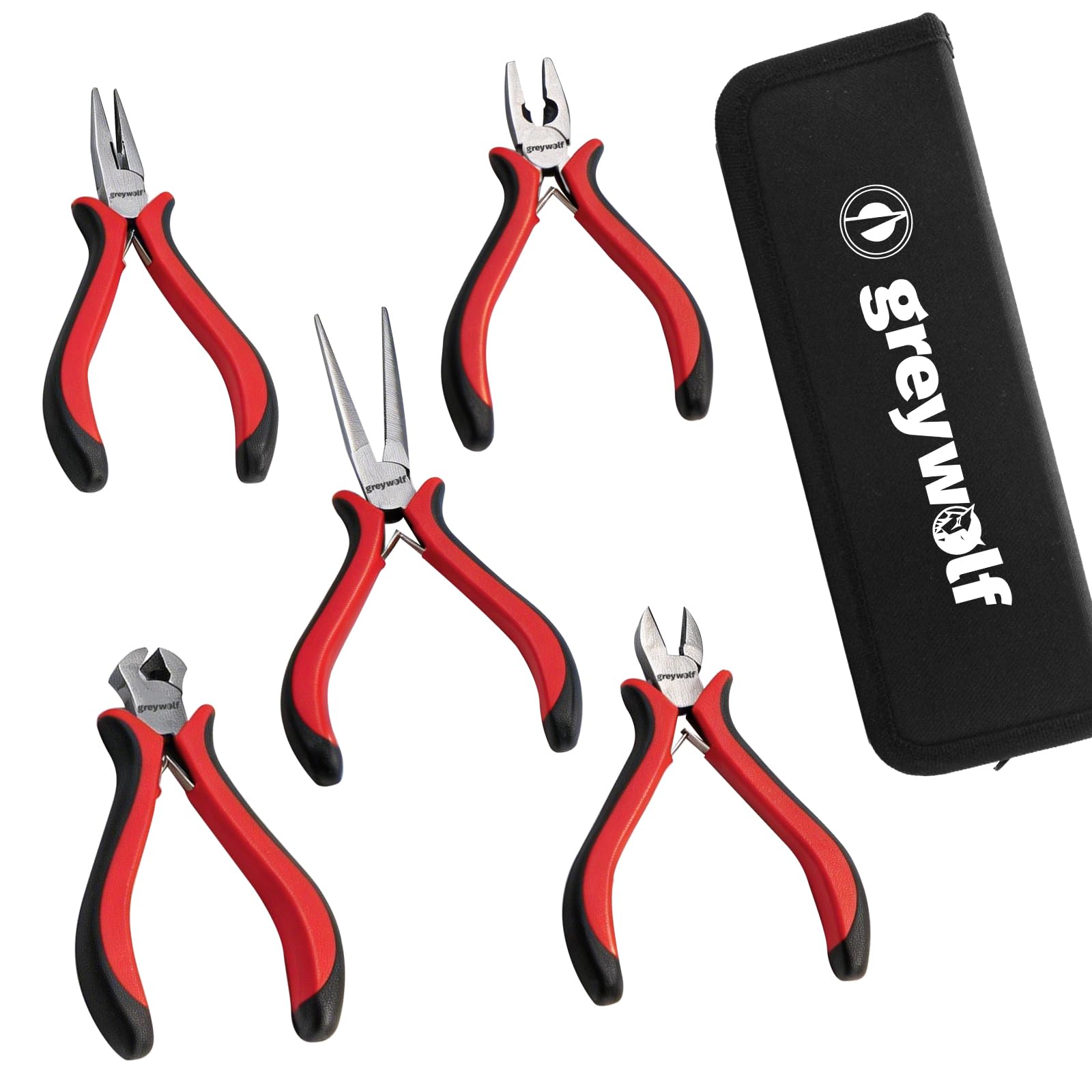 5 pcs mini pliers set, small pliers set includes pointed nose, long nose, oblique nose, flat nose and wire cutters with storage bag, suitable for electronic repair and jewelry, DIY tools