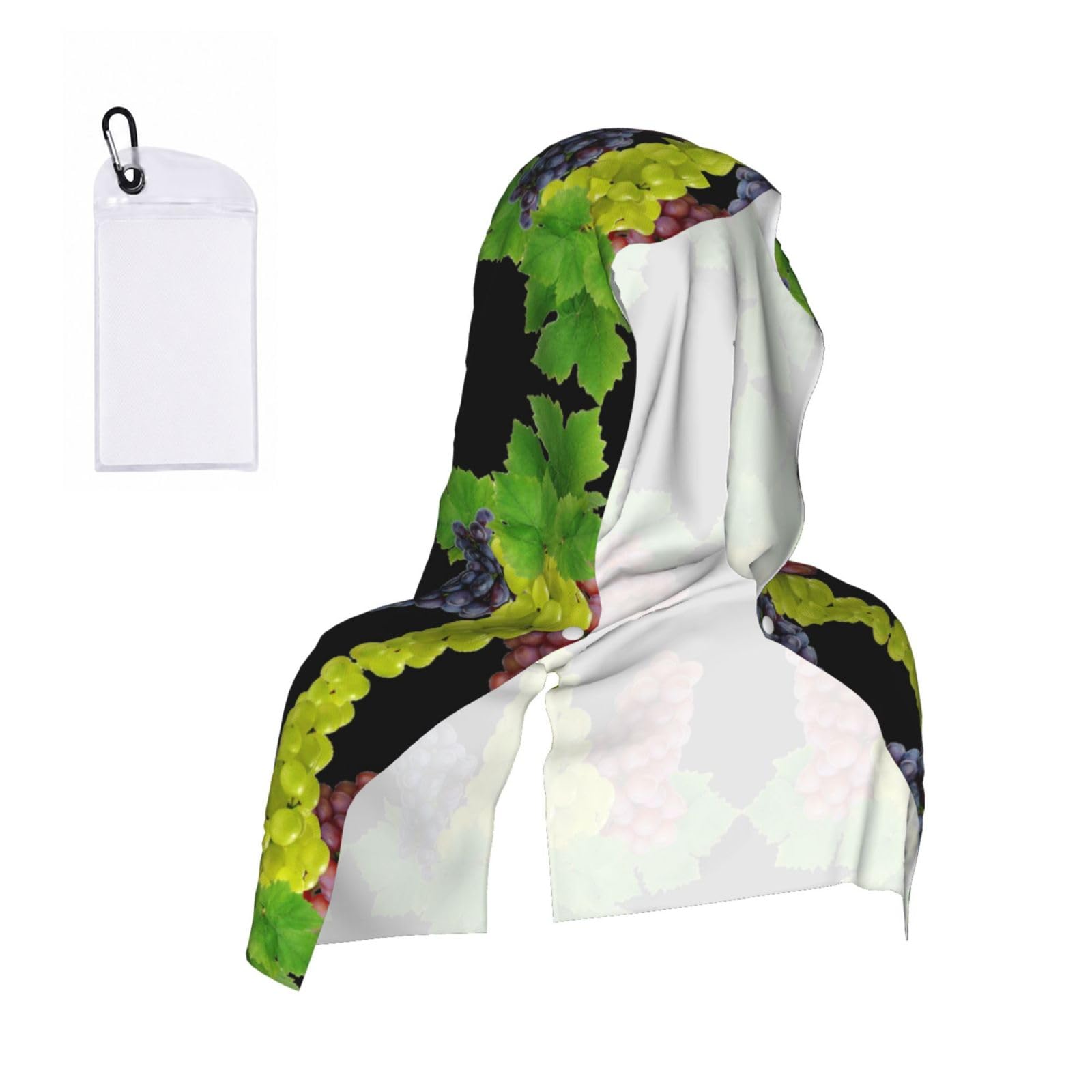 EZDLOWVBA Grape Print 2 Pack Cooling Hoodie Towels,Sports Headscarf, Neck Wrap Scarf,Breathable Cooling Towel For Neck And Face, Travel, Swimming, Training