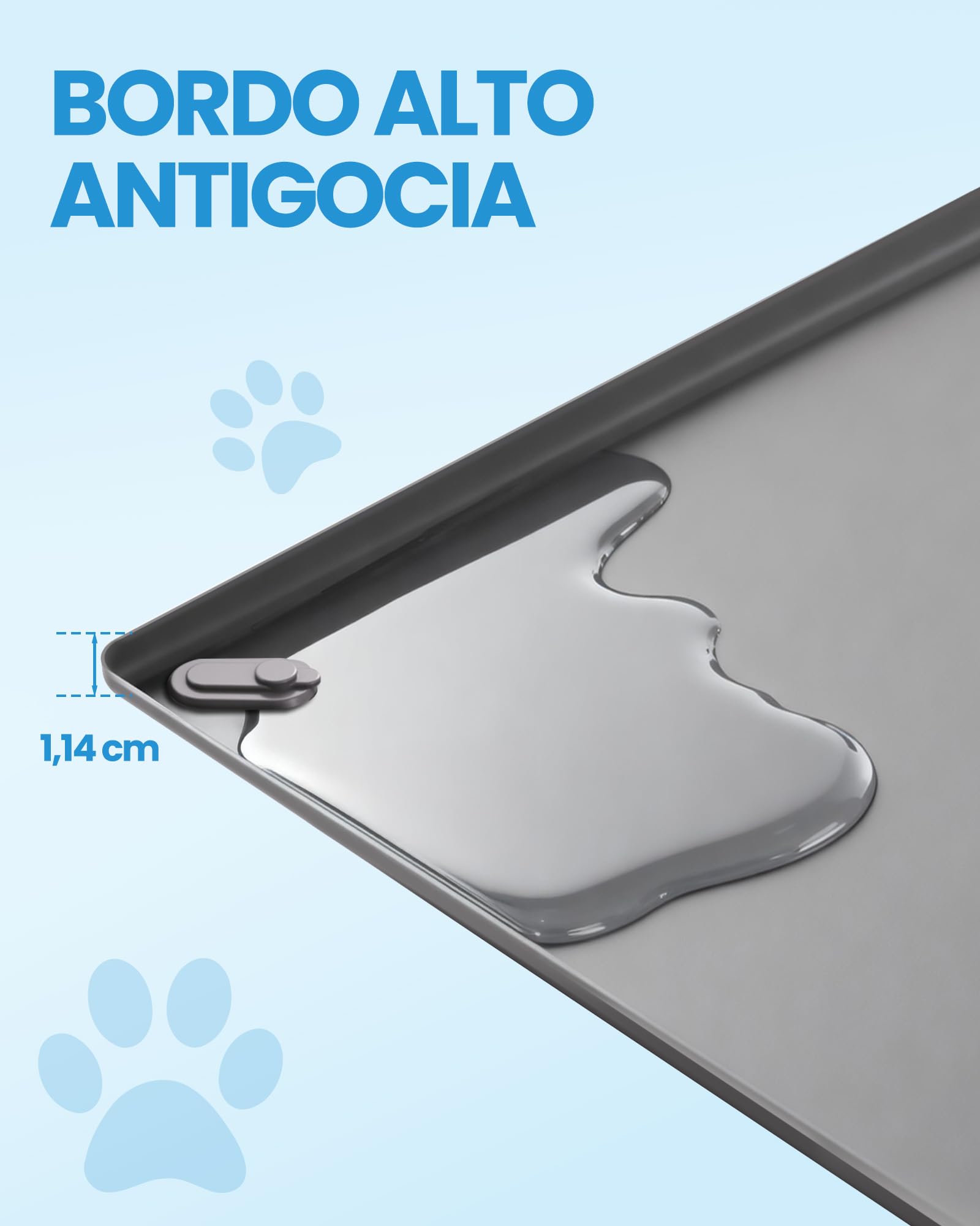 Kittyspout Vassoio Porta Traversine per Cani con 4 Clip Magnetiche – Base in Silicone Antiscivolo con Bordi Alti Antitrafilamento – Riutilizzabile per Cuccioli e Cani Anziani – 60 x 60 cm