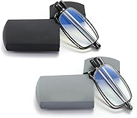 Sevenplus 2 Pack Blue Light Blocking Reading Glasses - Foldable Anti-UV Spring Hinge Readers for Men Women