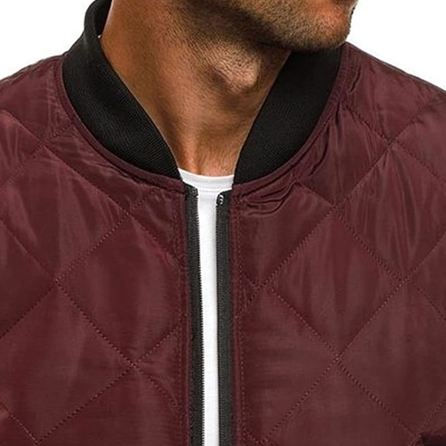 JEKE-DG Men Down Jacket Sherpa Lined Quilted Coat Puffer Clothes Hiking Windbreaker Waterproof Ski Warm Winter Snow Raincoat (Large,Dark Red)