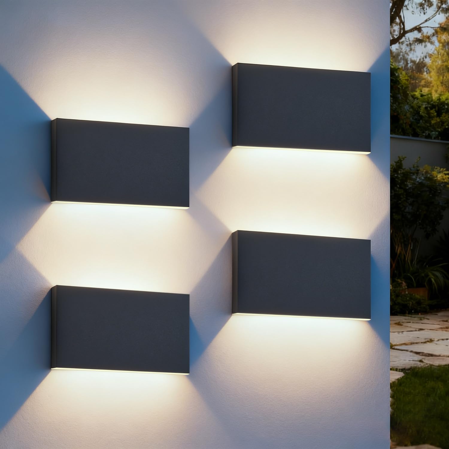 EBION 4 Stück LED Aussenlampe Wand, Up And Down AußEnlampe, Wandleuchten Innen/Außen Aluminium Wandlampe Aussen, IP54 Wasserdicht,3000K/4000K/6000K, 6W, Anthrazit für Wohnzimmer Garten