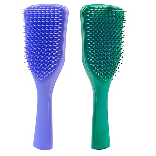 WYNK Hair Brush Detangler for Adults & Kids,Detangling Comb Hair Styling Tools & Appliances for Natural/Wavy/Curly/Coily/Wet/Dry/Oil/Thick/Straight/Long Hair (2 Pack Dark Green&Violet) - 2 Pack - Dark green&Violet