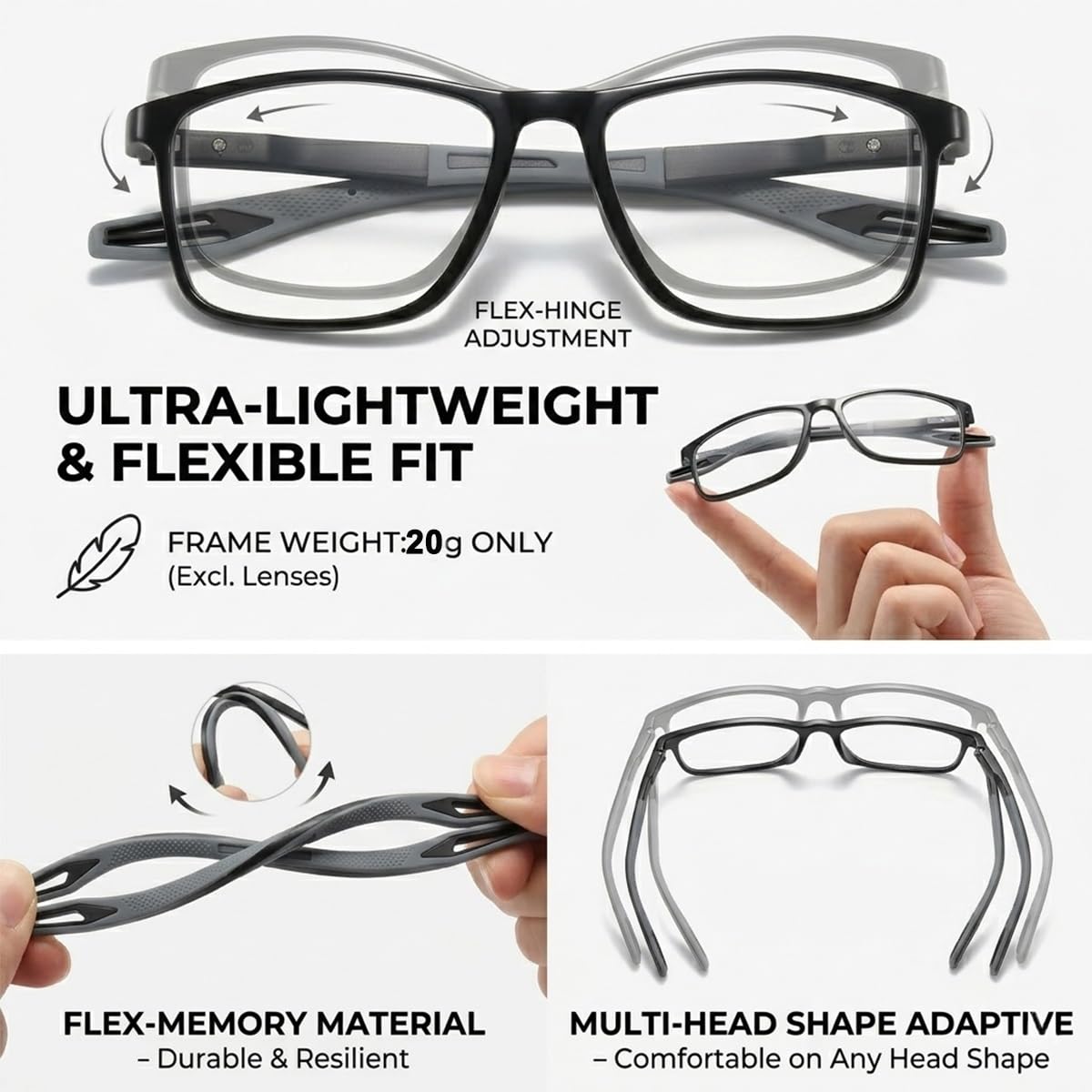 Generisch 3 Pack Gleitsichtbrille Herren TR90 Gleitsicht Lesebrille Progressive Multifokale Brille mit Blaulichtfilter, Leitch Computerbrille Federscharnier, Selbsttönende Lesesonnenbrille